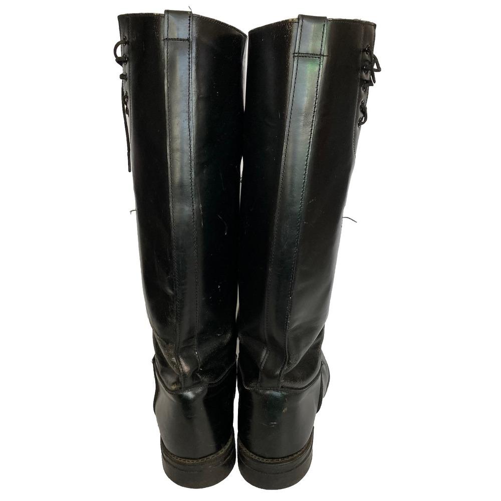 Vtg Service Riding Apparel Black Leather Boots 9.5 E Wide Yonkers NY Made in USA - Picture 11 of 16